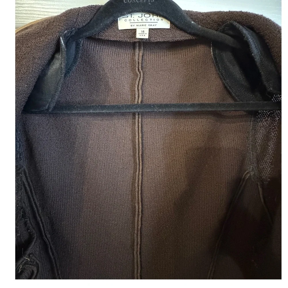 St. John Collection Brown Blazer with Tan Trim